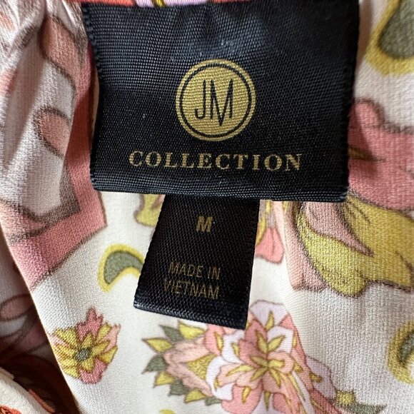 JM Collection Womens M Floral Bohemian V-Neck Blouse Retro Paisley Eclectic 70's - Picture 2 of 12